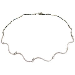 Wavy Diamond White Gold Chocker Necklace