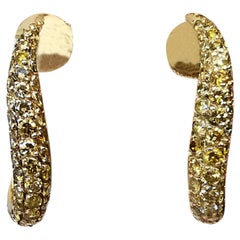 Wavy Earrings Paved with Yellow Diamonds in 18 Karat Gold by Marion Jeantet