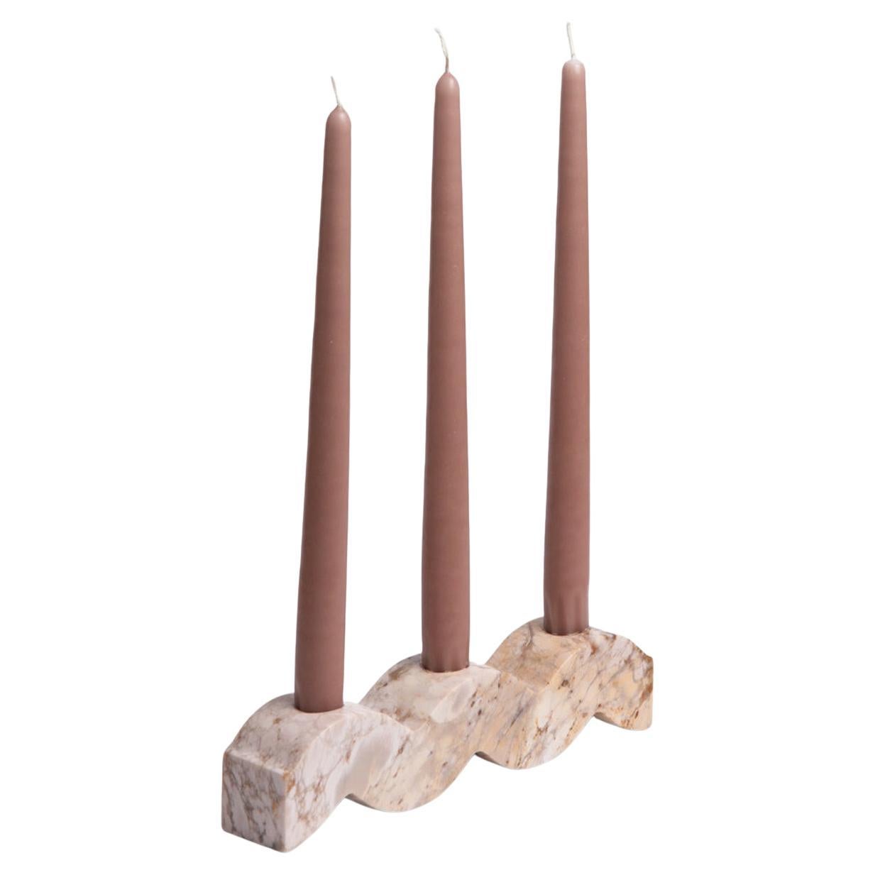 Wavy gemstone candelabra – Creamy Soapstone For Sale