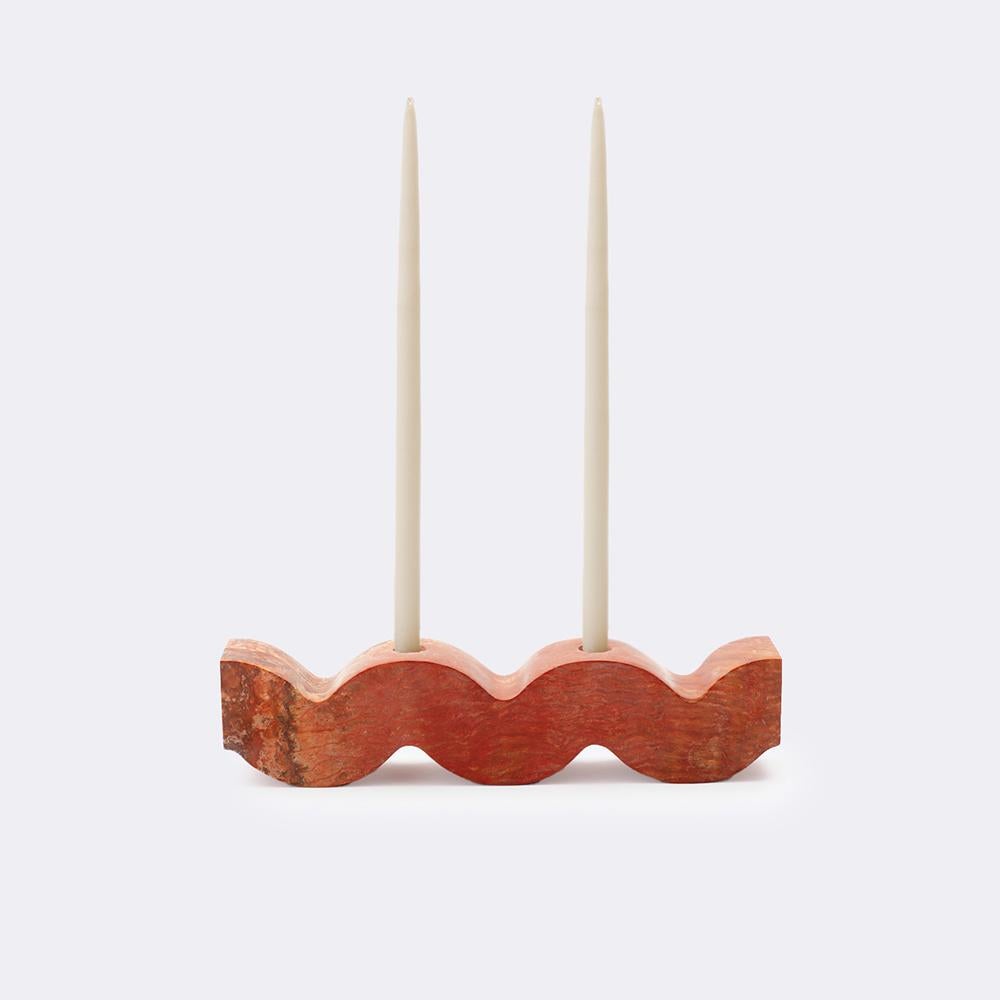 Lucidato Candelabro con gemme ondulate - Diaspro in vendita