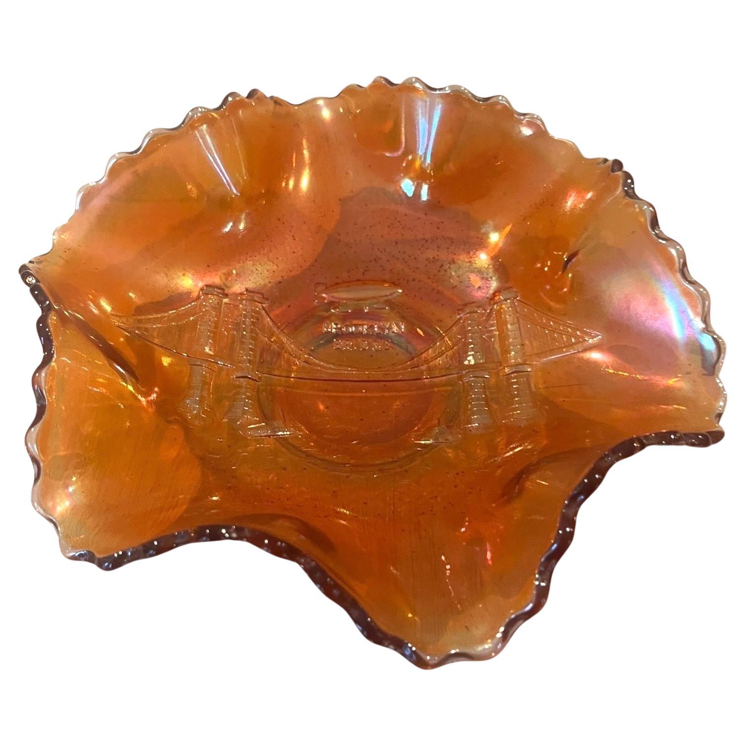 American Wavy Glass Bowl Carnival from Dugan - Marigold 