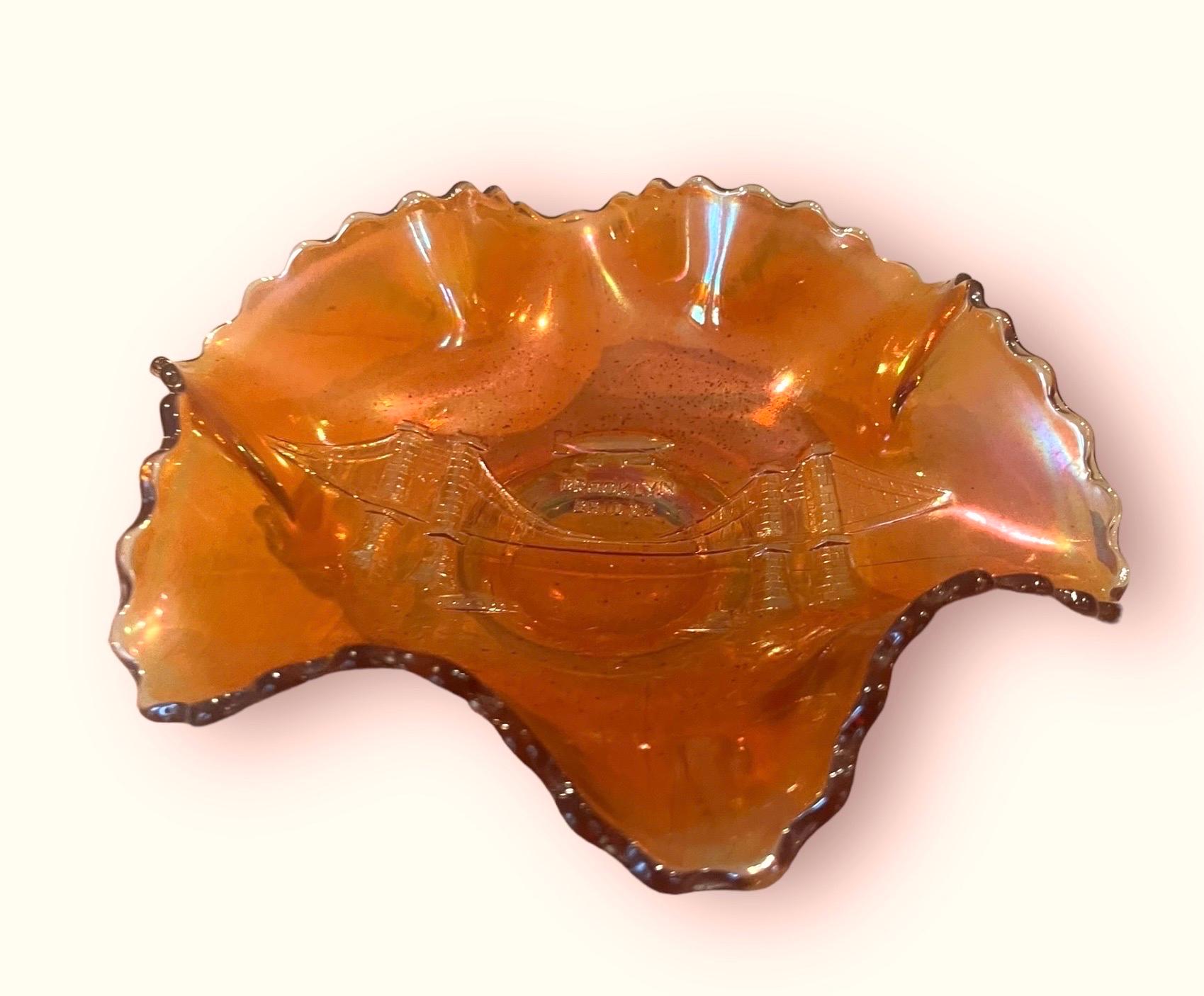 Wavy Glass Bowl Carnival from Dugan - Marigold 