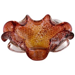 Wavy Murano Bowl in Mouth Blown Art Glass, Italian Design, 1960s