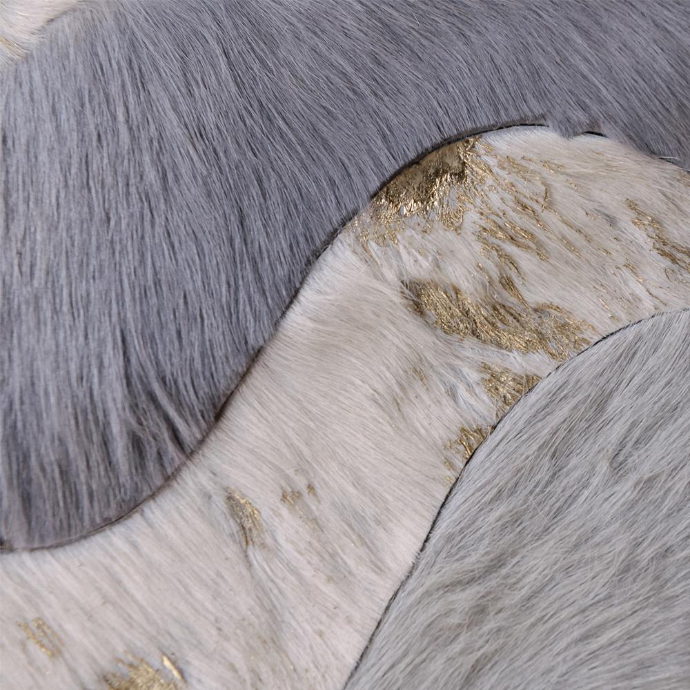 Alfombra de susurro gris con diseño ondulado Crema personalizable XLarge Cuero de vaca en venta