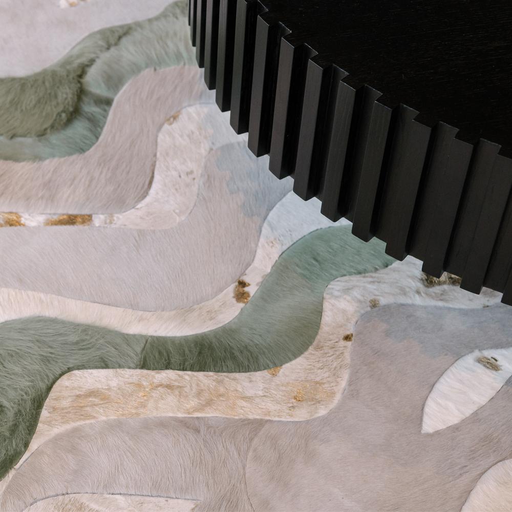 Gewelltes Muster Creme anpassbar Rindsleder Jade Susurro Bereich Teppich groß im Angebot 10