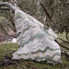 Wavy Pattern Cream Customizable Cowhide Jade Susurro Area Rug Small