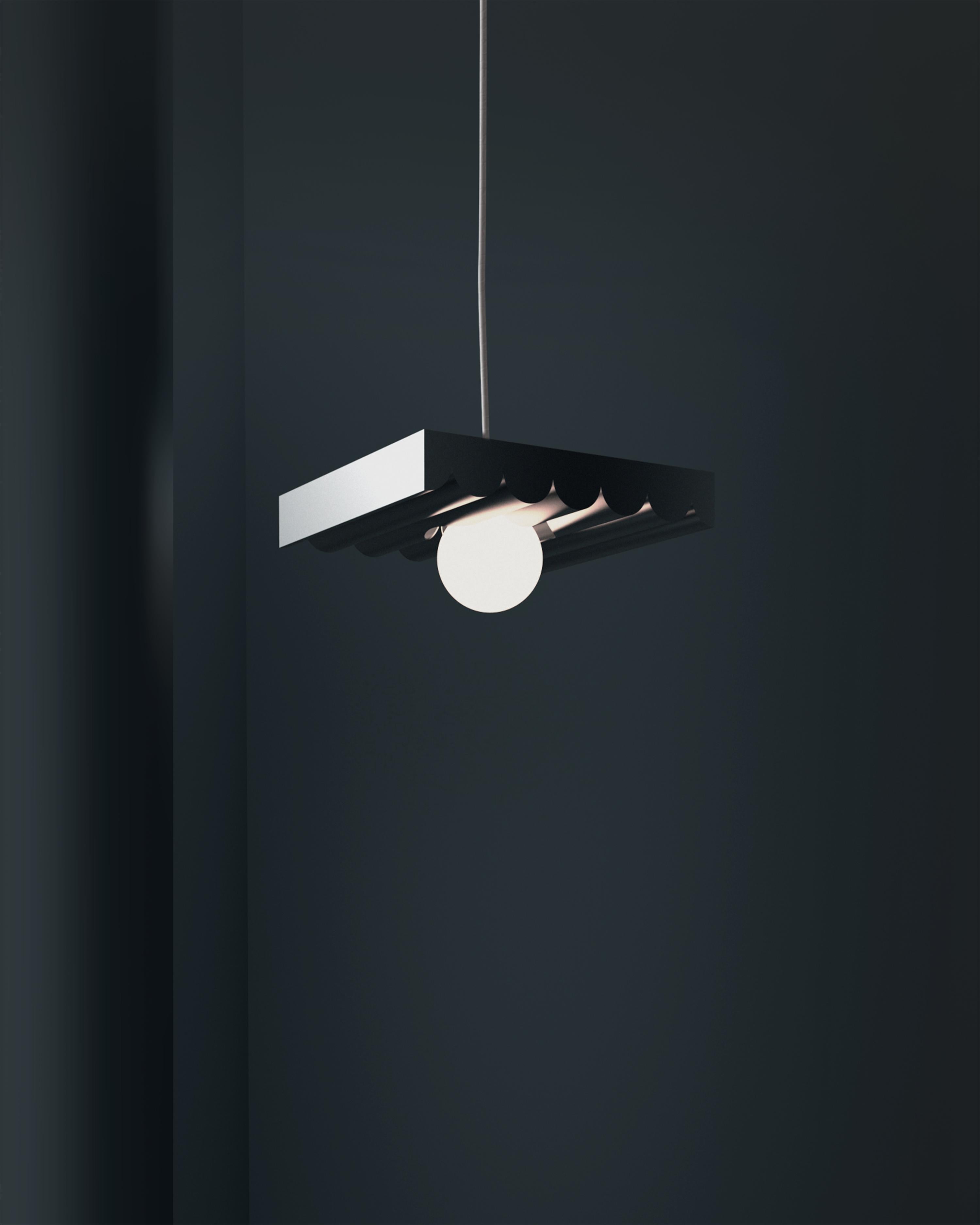 Moderno Lampada a sospensione ondulata di Cadenza, stelo rigido, su ordinazione in vendita