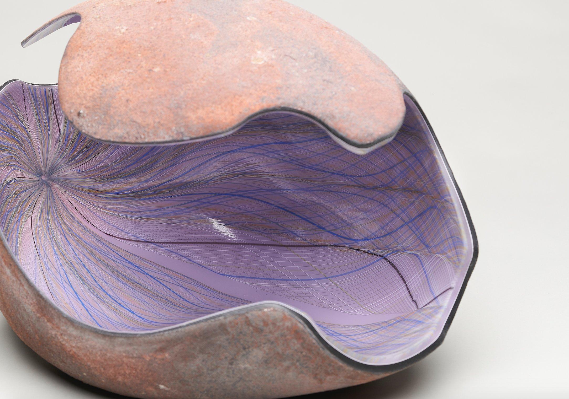 Wavy Purple Concave Contemporary Glass Sculpture, Geir Nustad In New Condition For Sale In New York, NY