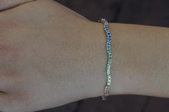 Wavy Rainbow Sapphire Multicolor Tennis Bracelet