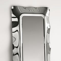 Wavy Rectangular Mirror in Fused Mirror Glass