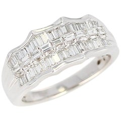 Wavy Row Platinum 1 Carat Baguette Diamond Bridal Ring