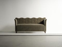 Wavy / Scallop Back Sofa, Upholstered in Pure Mohair