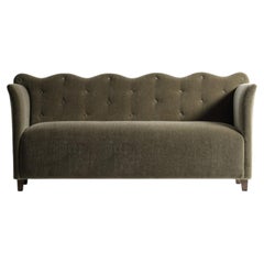 Wavy / Scallop Back Sofa, Upholstered in Pure Mohair