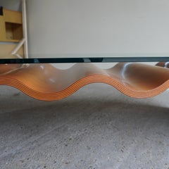 Wavy Sculptural Bentwood Coffee Table
