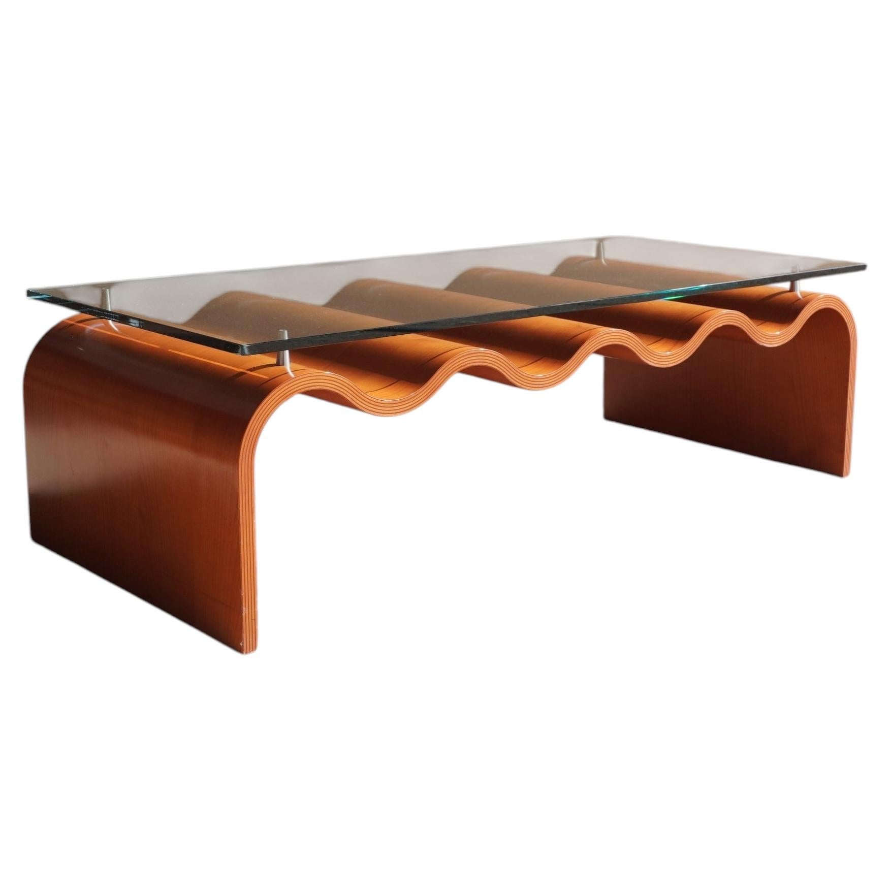 Wavy Sculptural Bentwood Coffee Table For Sale