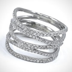 Wavy Strand Band in Platinum Set with 0.62 Carats Earth-Mined White Diamonds