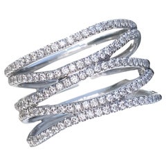 Bracelet jonc ondulé en platine serti de 0,625 carat de diamants blancs extraits de la terre