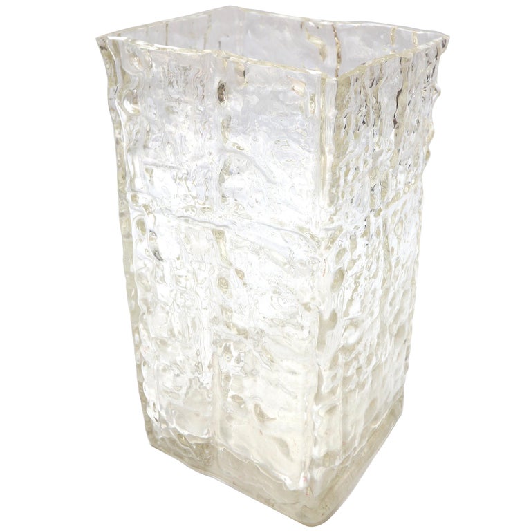 Wavy Textured Clear Glass Vase by Girandi, 1960s For Sale at 1stdibs