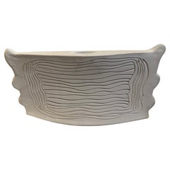Wavy White Ceramic Vase by Dora De Larios