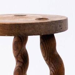 Wavy Wooden Legged Stool