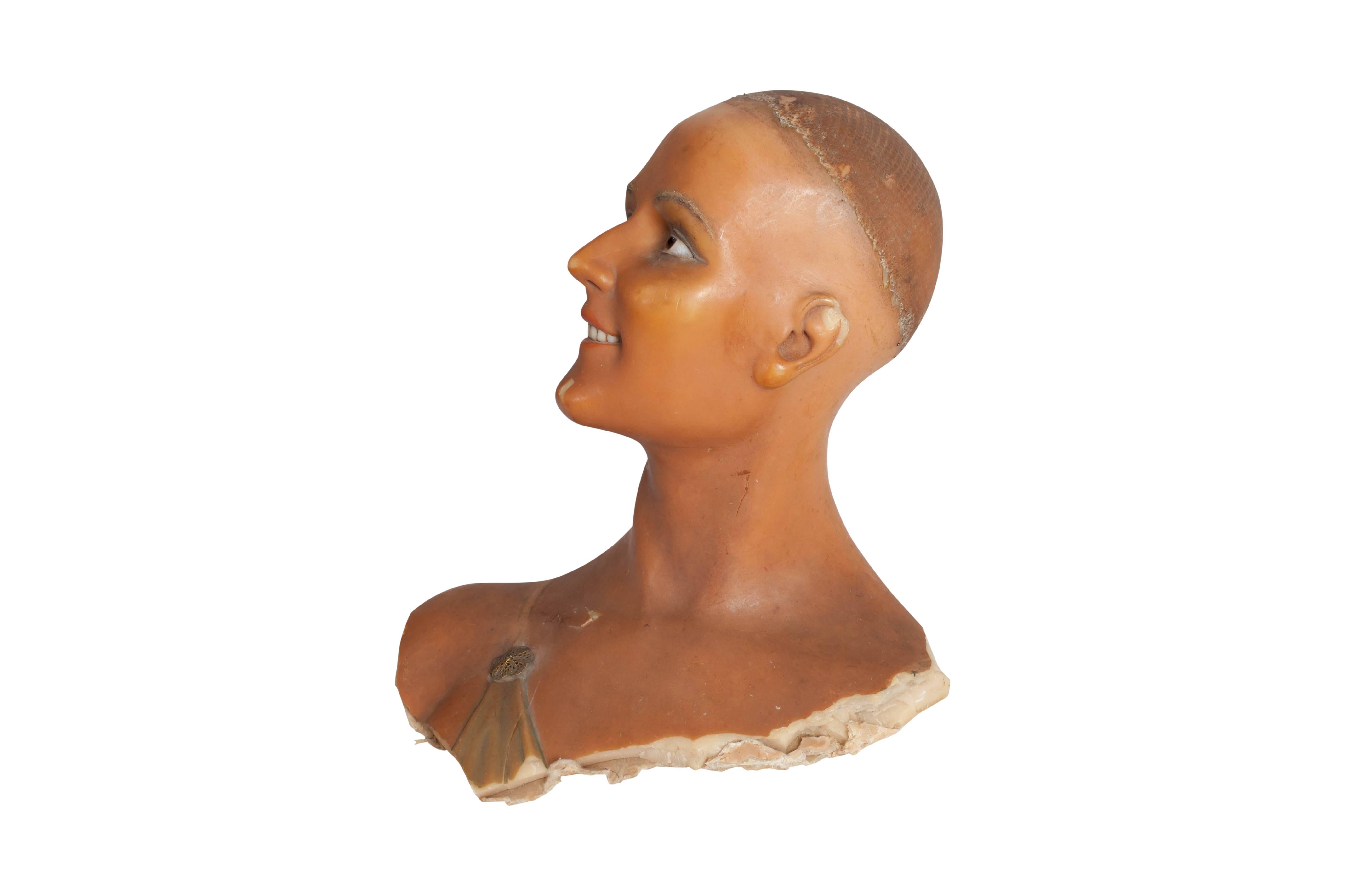 Wax Bust Sculpted, Italy, 1920s For Sale 1