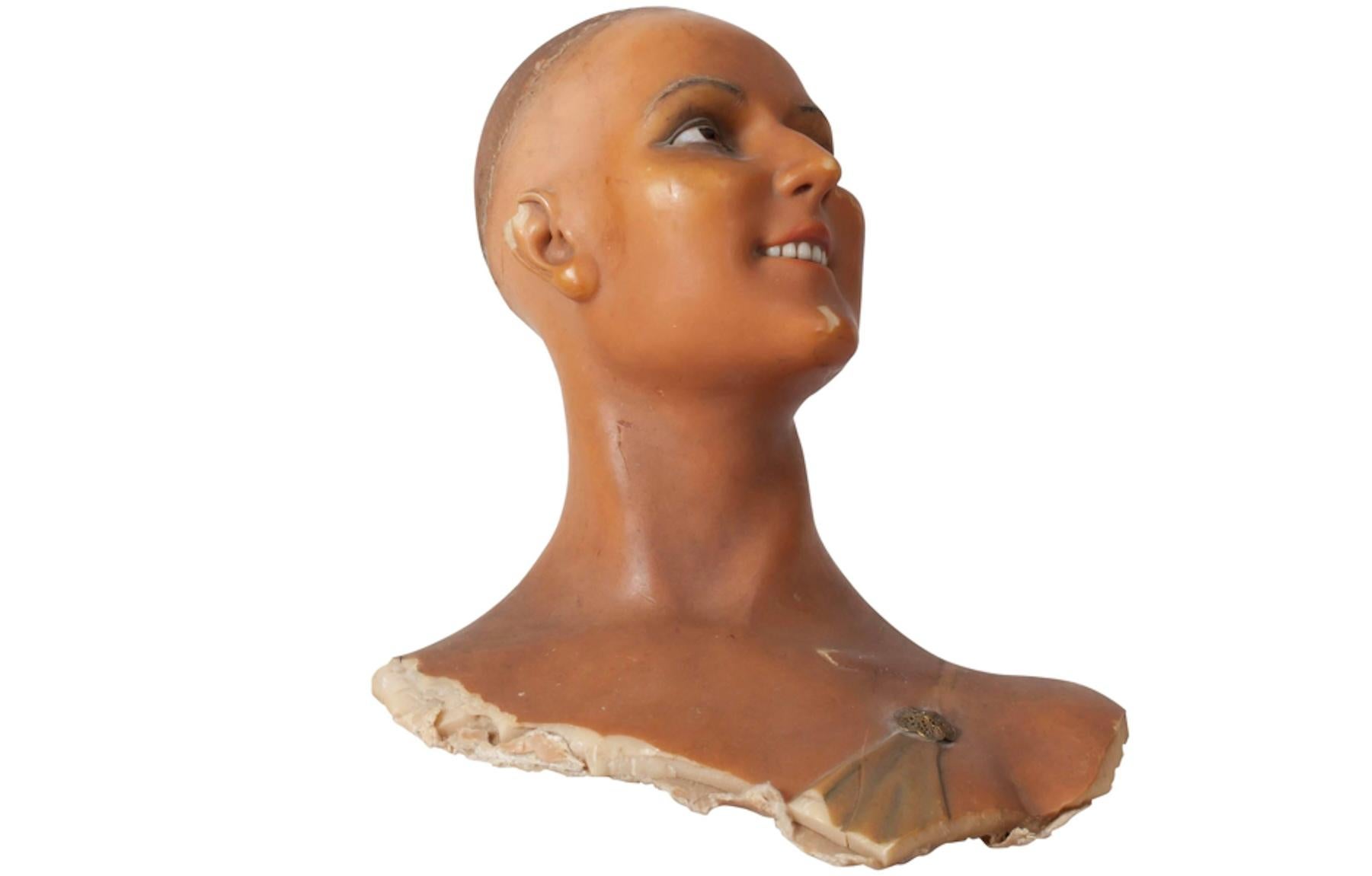 Buste sculpté en cire, Italie, années 1920 en vente 1