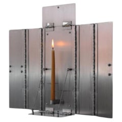 Wax Clock in Stainless Steel, Nickel Plated Steel & Wax Candle by Panorammma