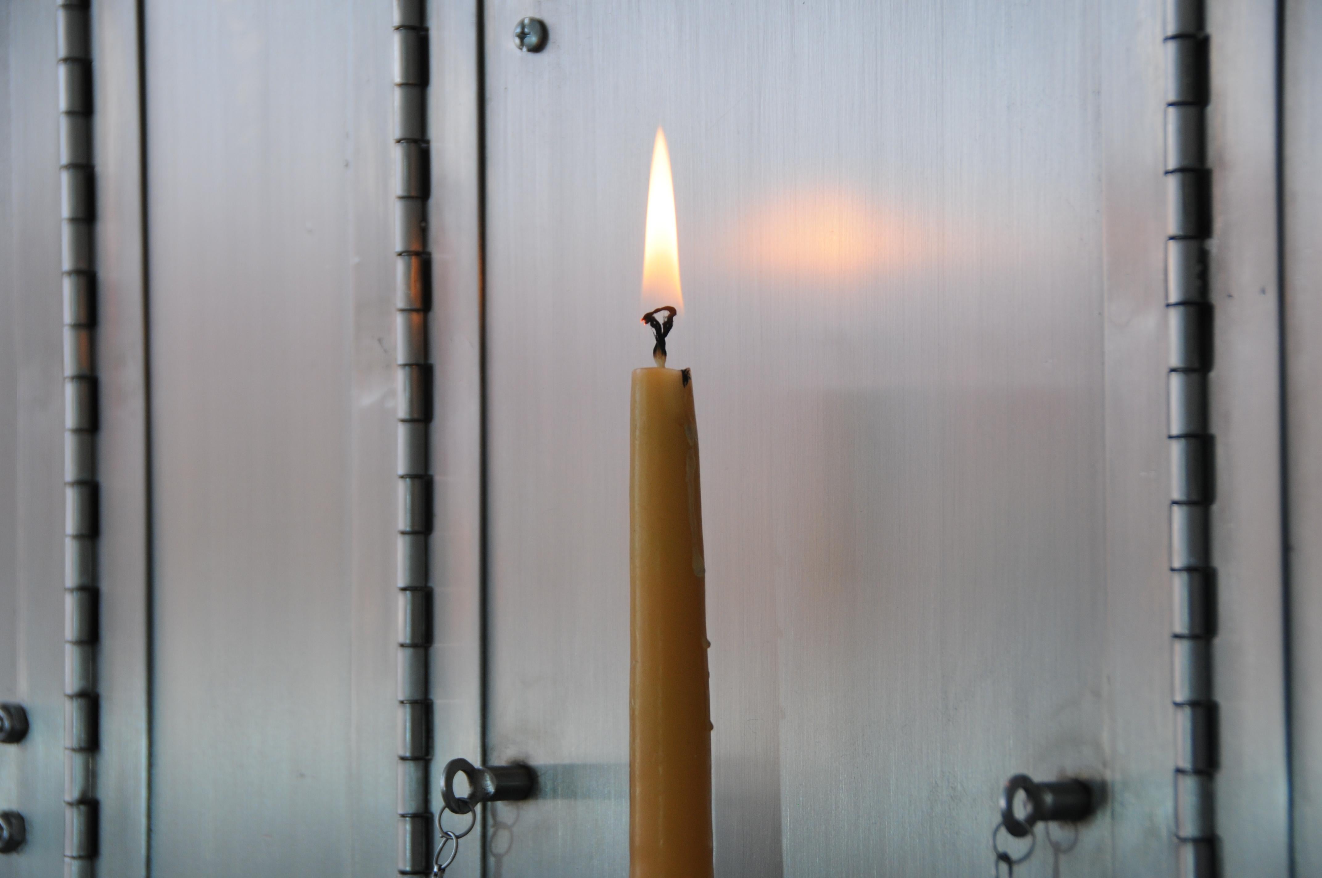 Contemporary Wax Clock Sculptural Wall Candle Holder For Sale