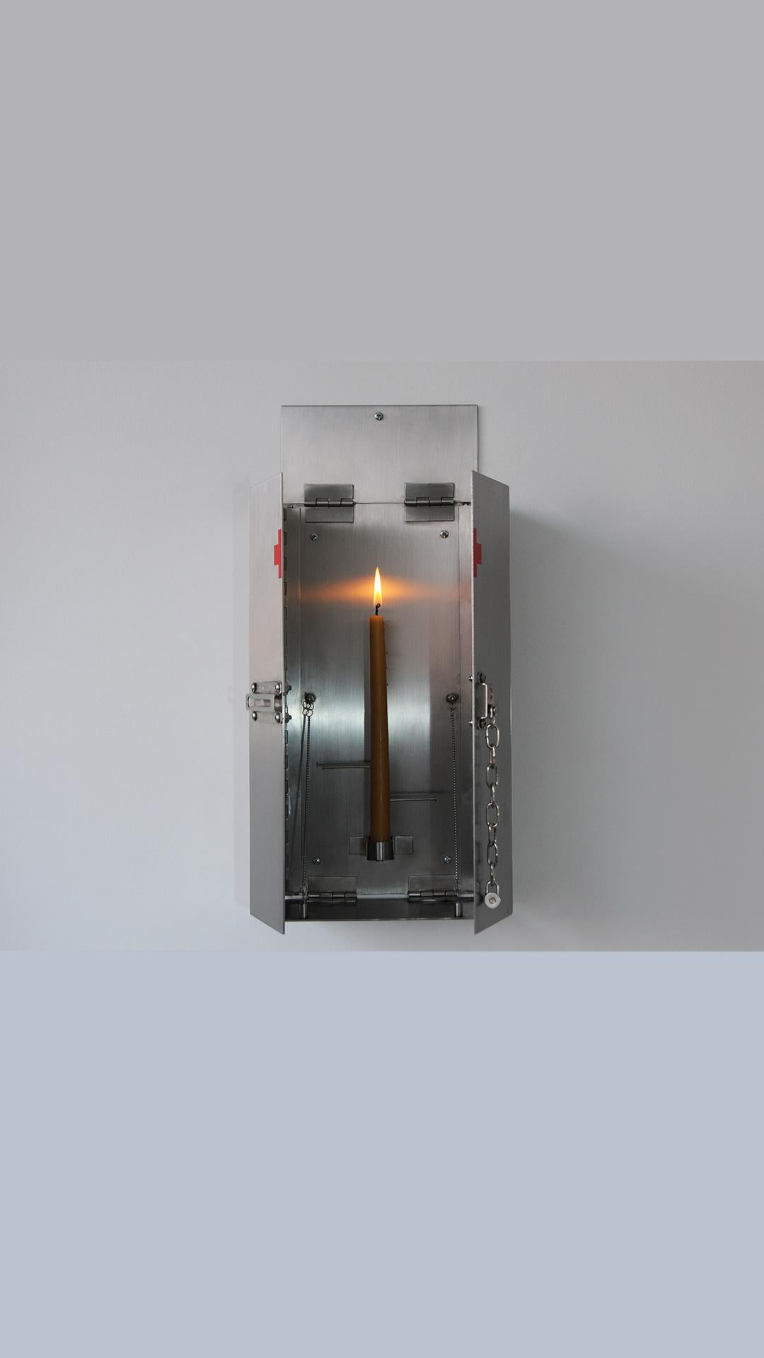 Contemporary Wax Clock Sculptural Wall Candle Holder For Sale