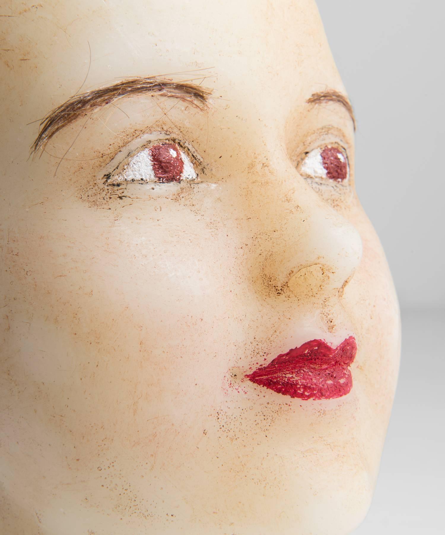 Mid-20th Century Wax Ladies Head, circa 1940