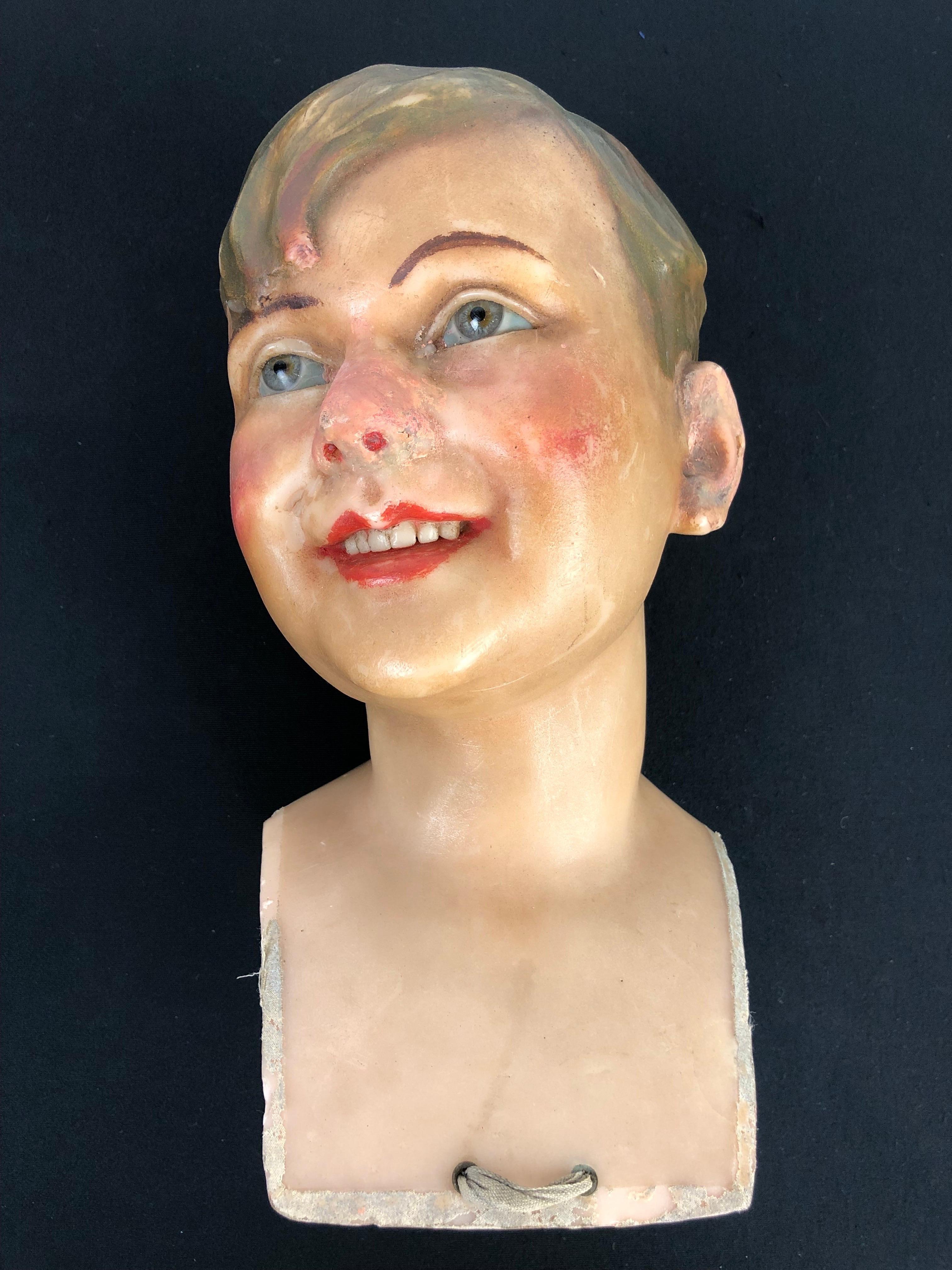 Wax Mannequin Head Child Early 20th Century  For Sale 1