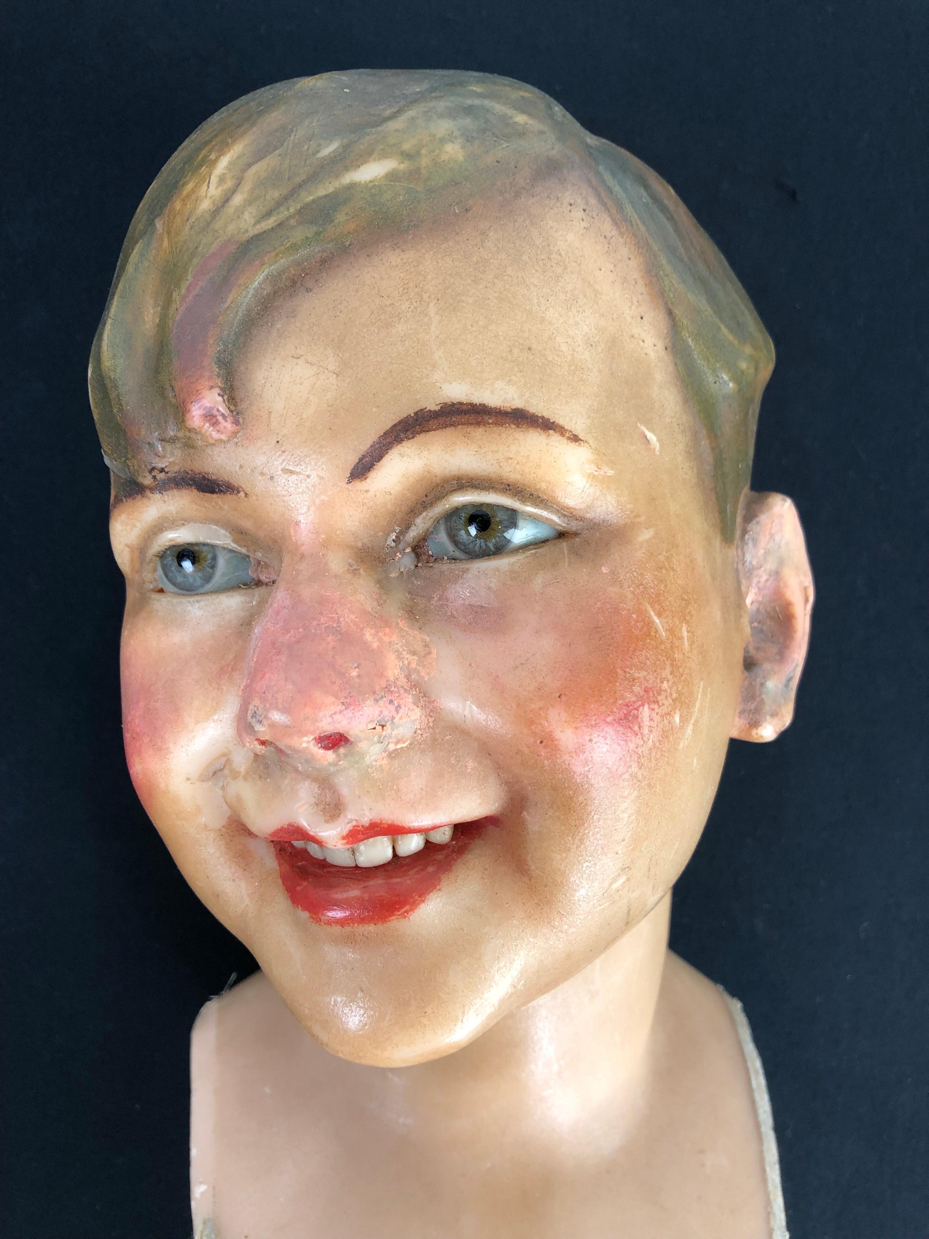 Wax Mannequin Head Child Early 20th Century  For Sale 2