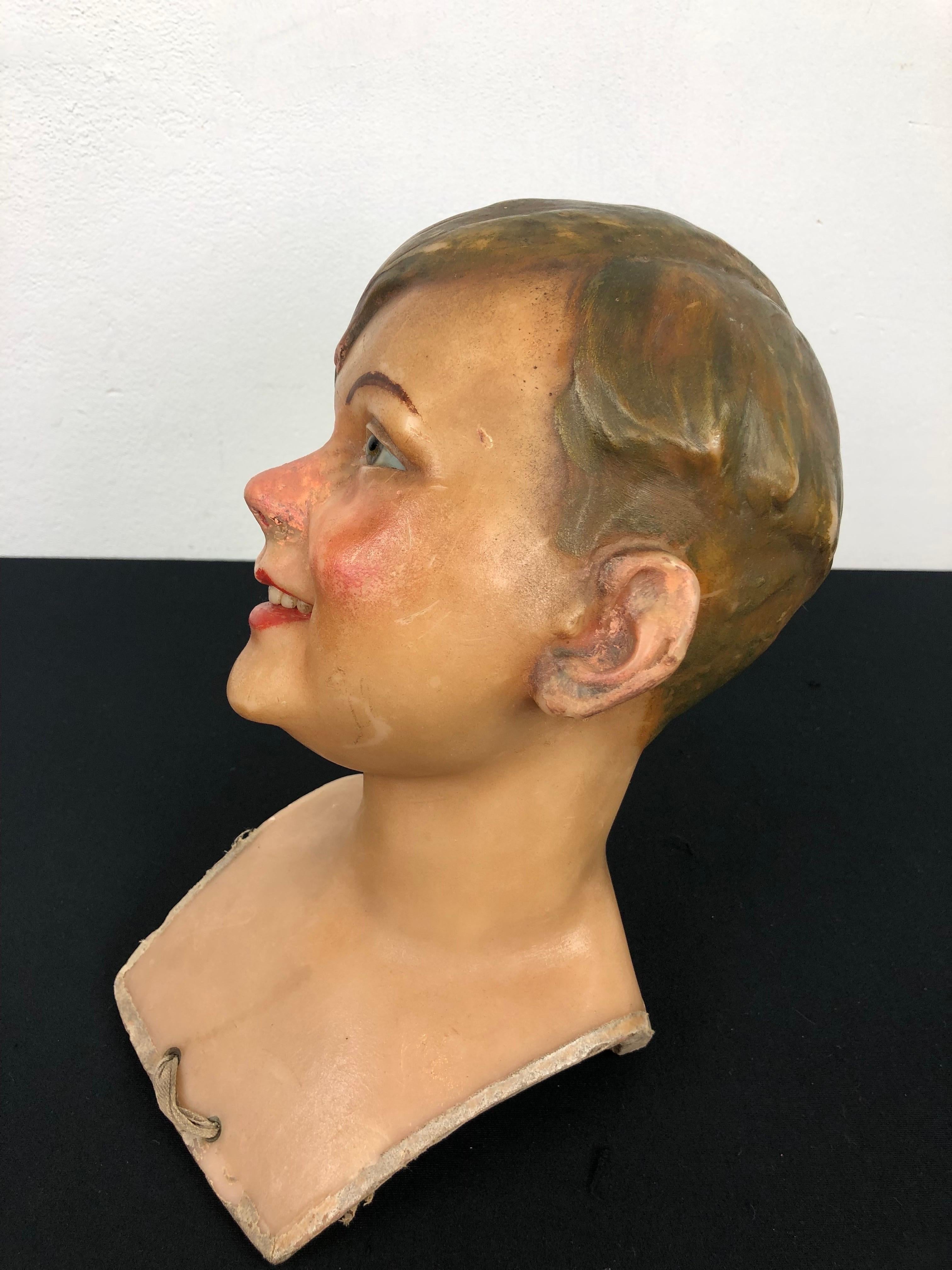 Wax Mannequin Head Child Early 20th Century  For Sale 4