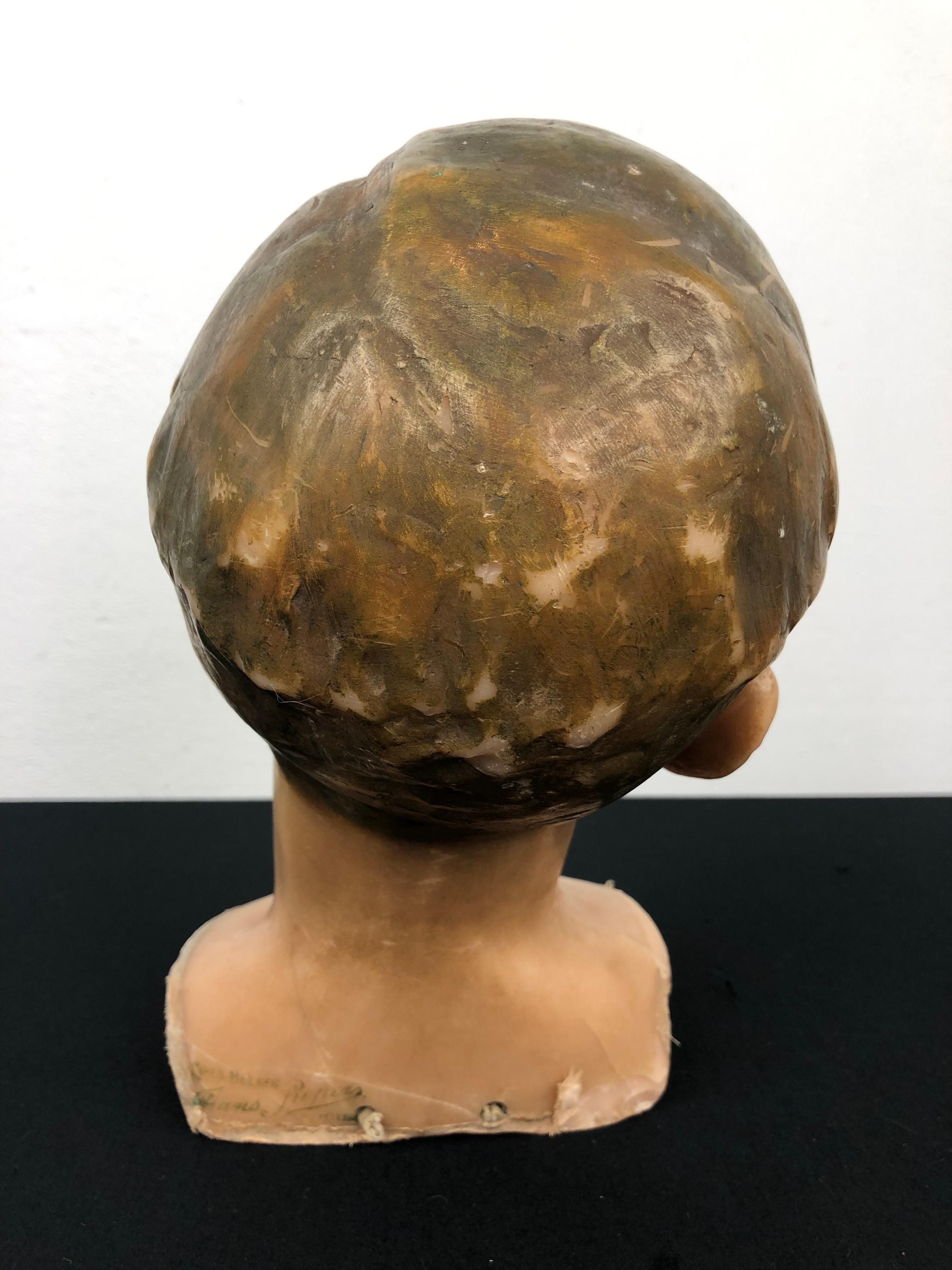 Wax Mannequin Head Child Early 20th Century  For Sale 6