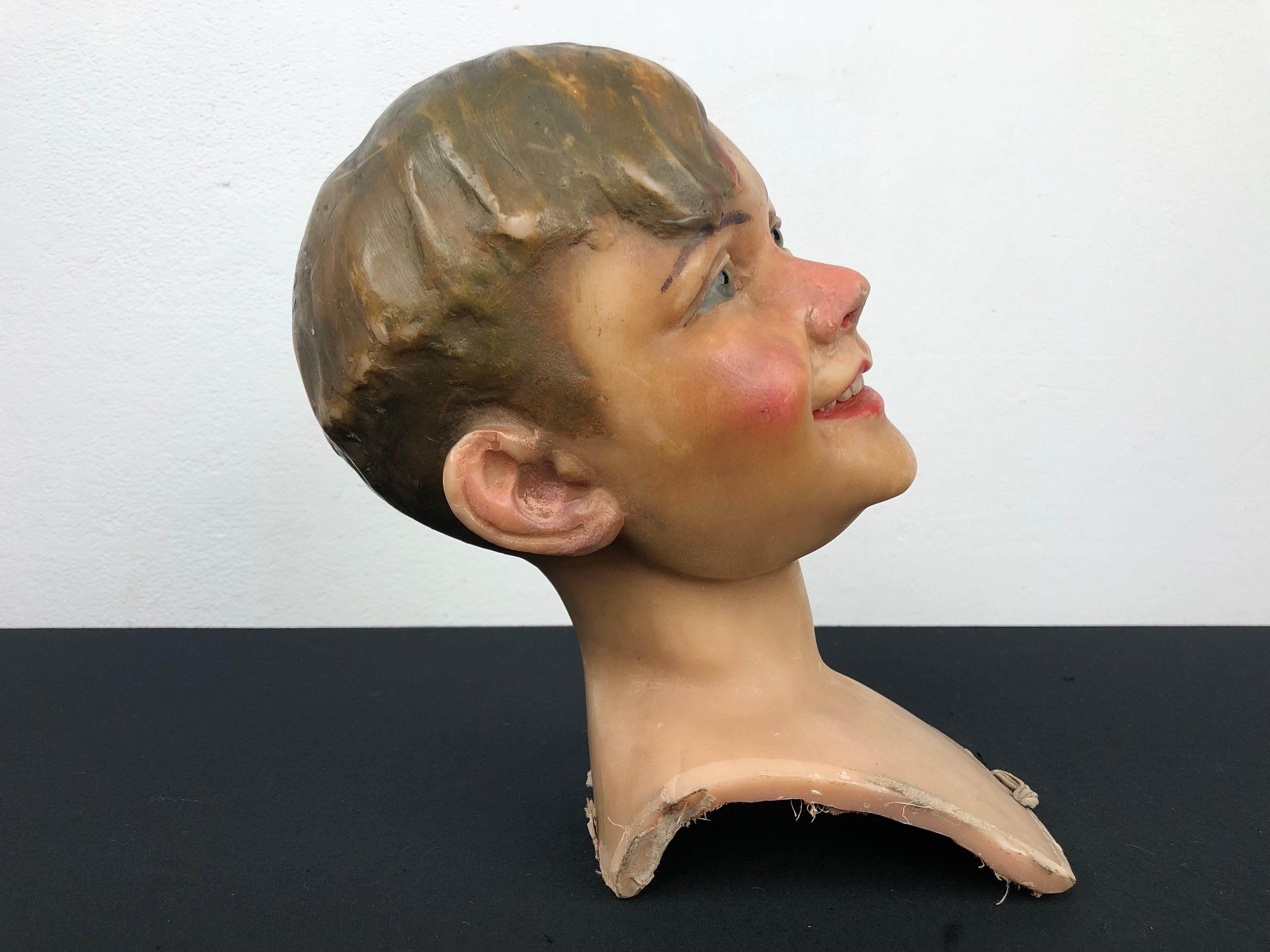 Mannequin-Kopf aus Wachs, Kind, frühes 20. Jahrhundert  (Art déco) im Angebot