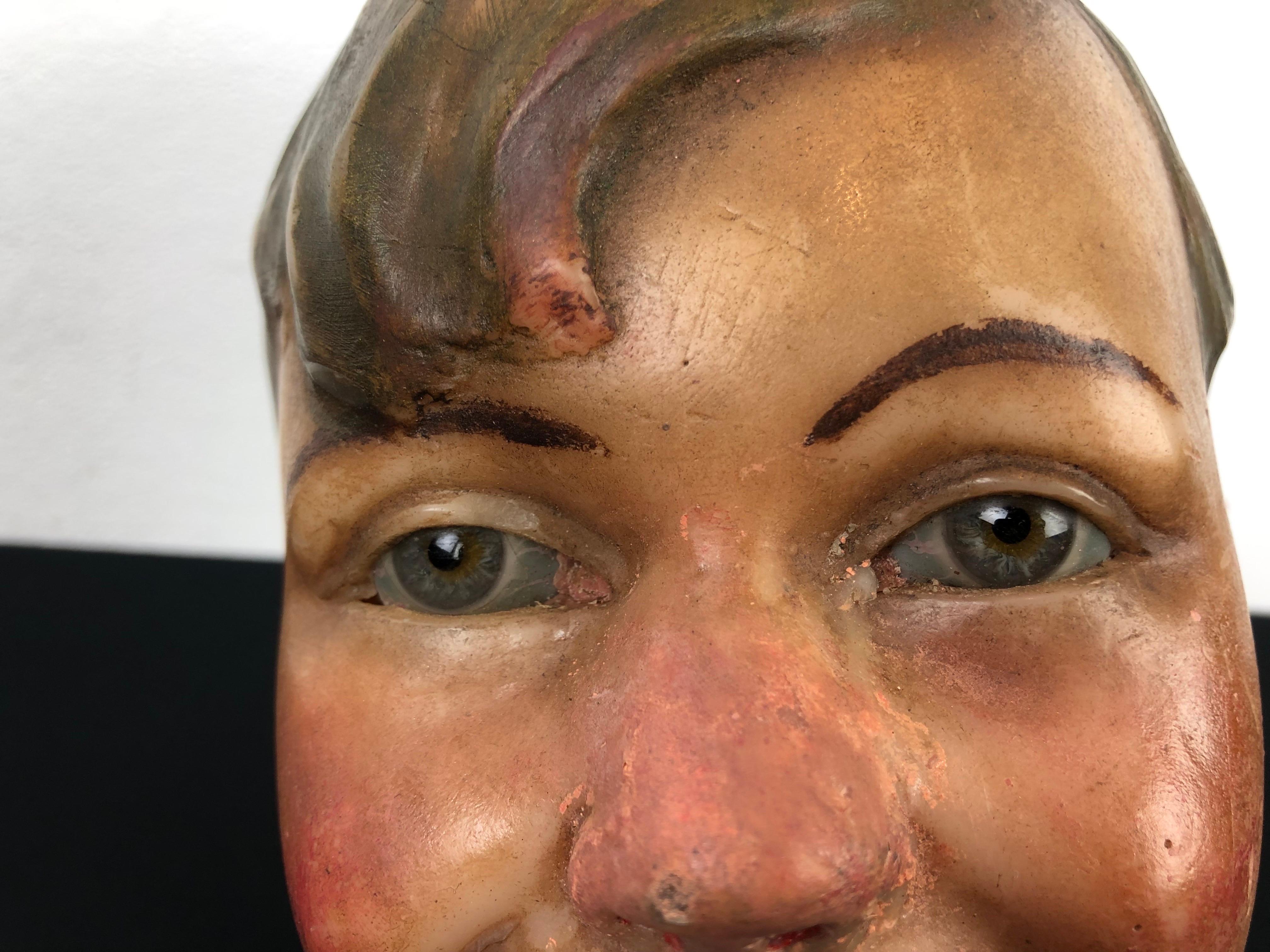 Mannequin-Kopf aus Wachs, Kind, frühes 20. Jahrhundert  im Angebot 3
