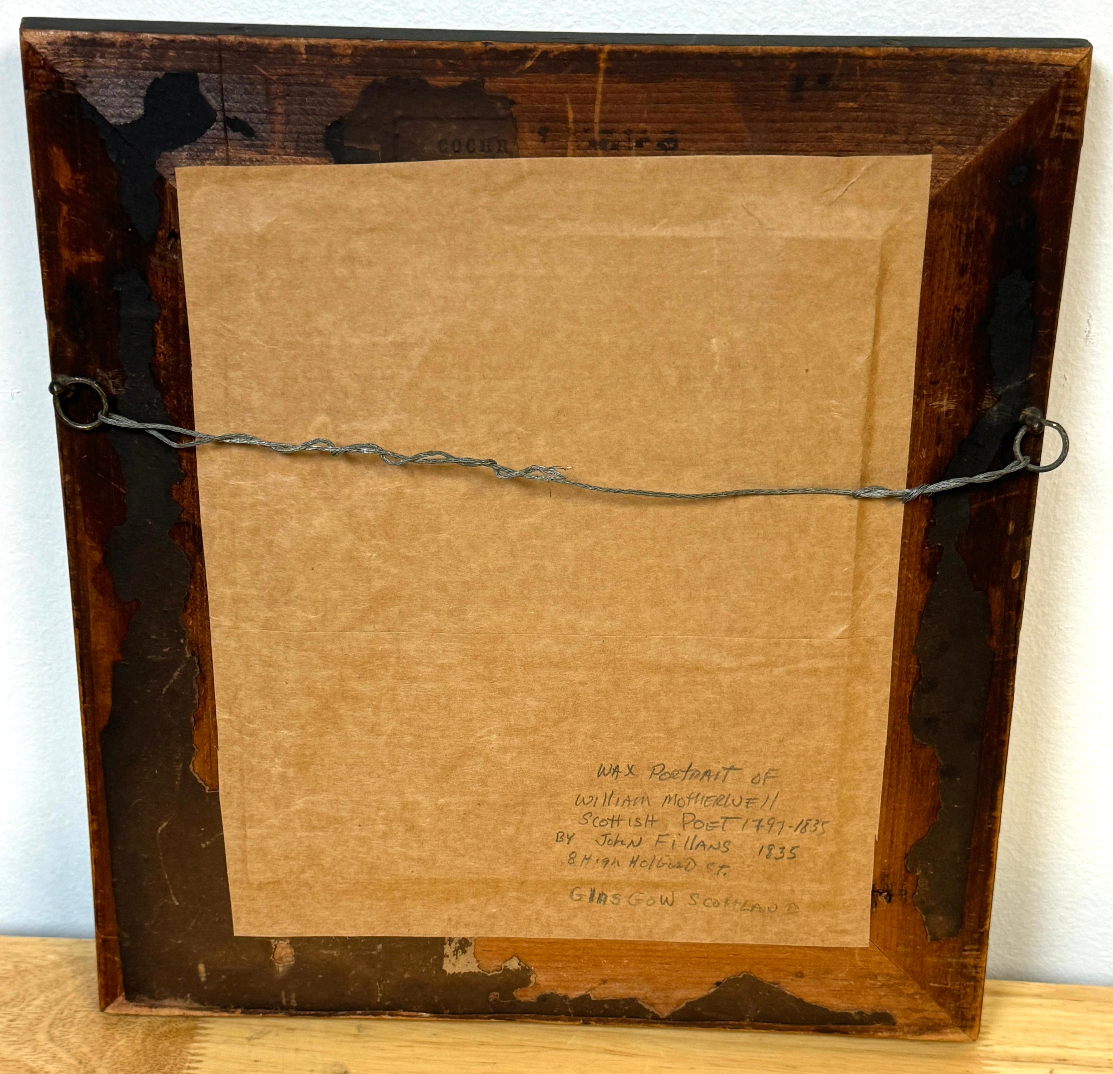 Retrato en cera de William Motherwell, poeta escocés (1797-1835) por John Fillans en venta 1