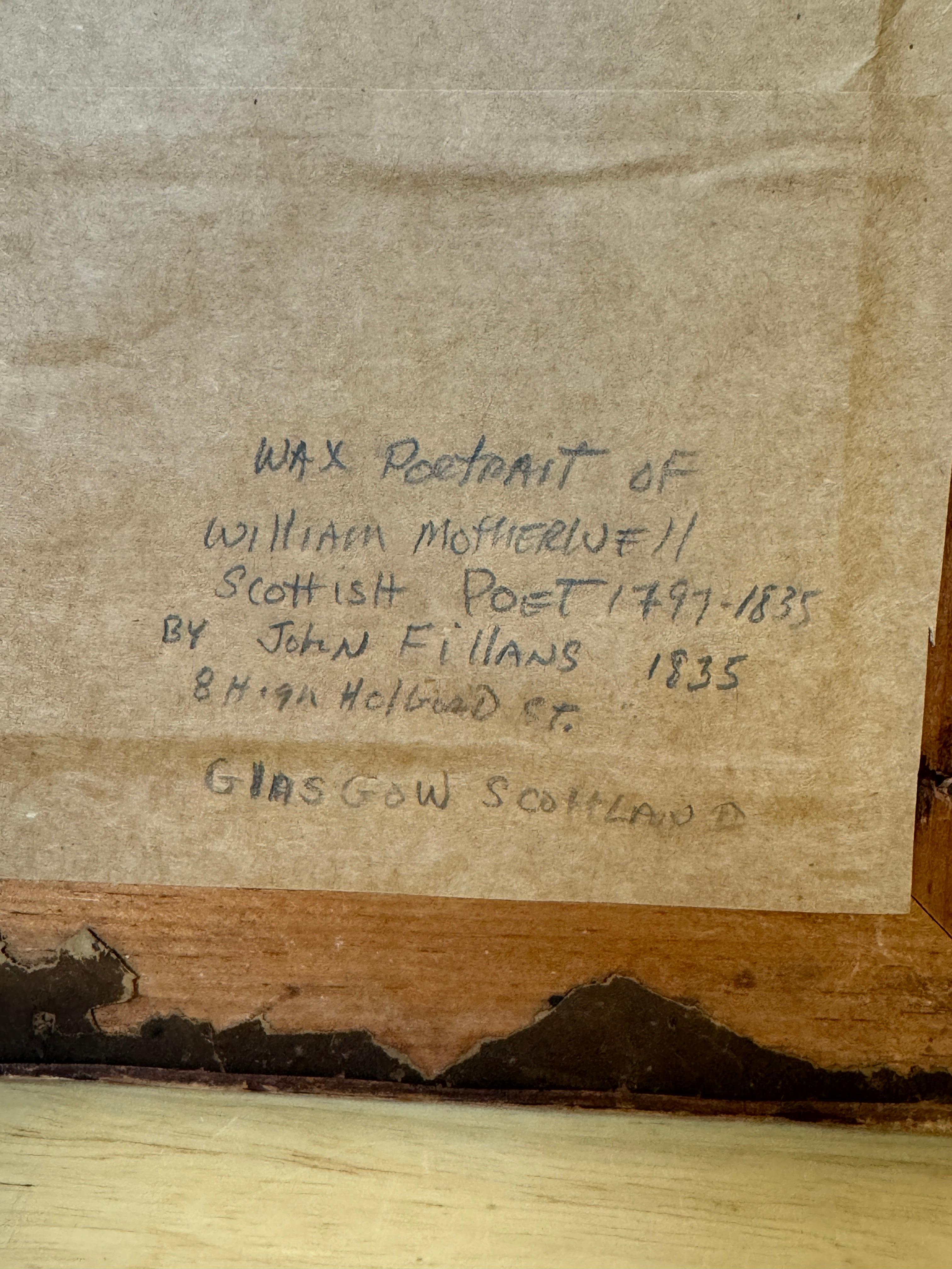 Retrato en cera de William Motherwell, poeta escocés (1797-1835) por John Fillans en venta 2