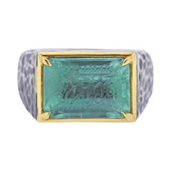 Wachs-Siegel Intaglio geschnitzt Smaragd Gold Silber Ring