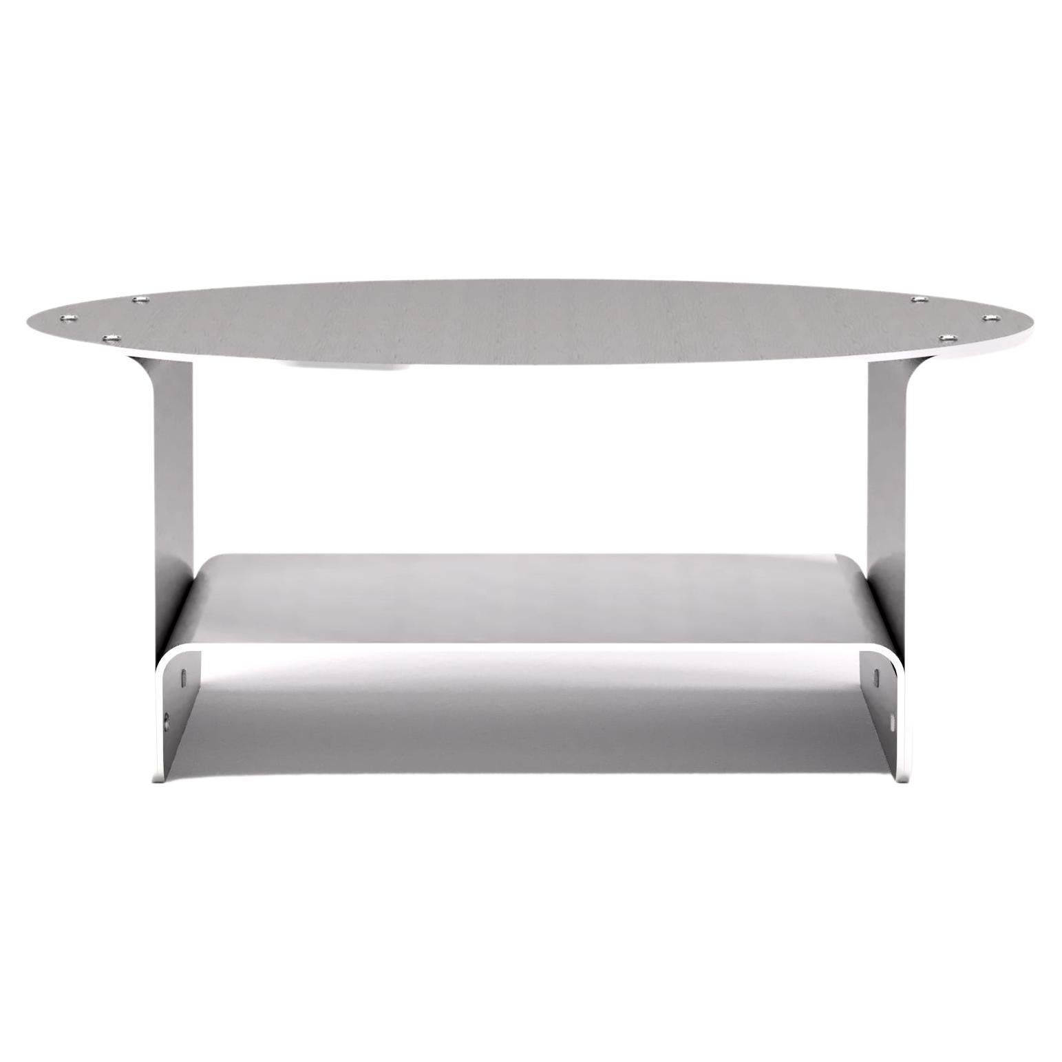 Waxed Aluminum Round Coffee Table For Sale
