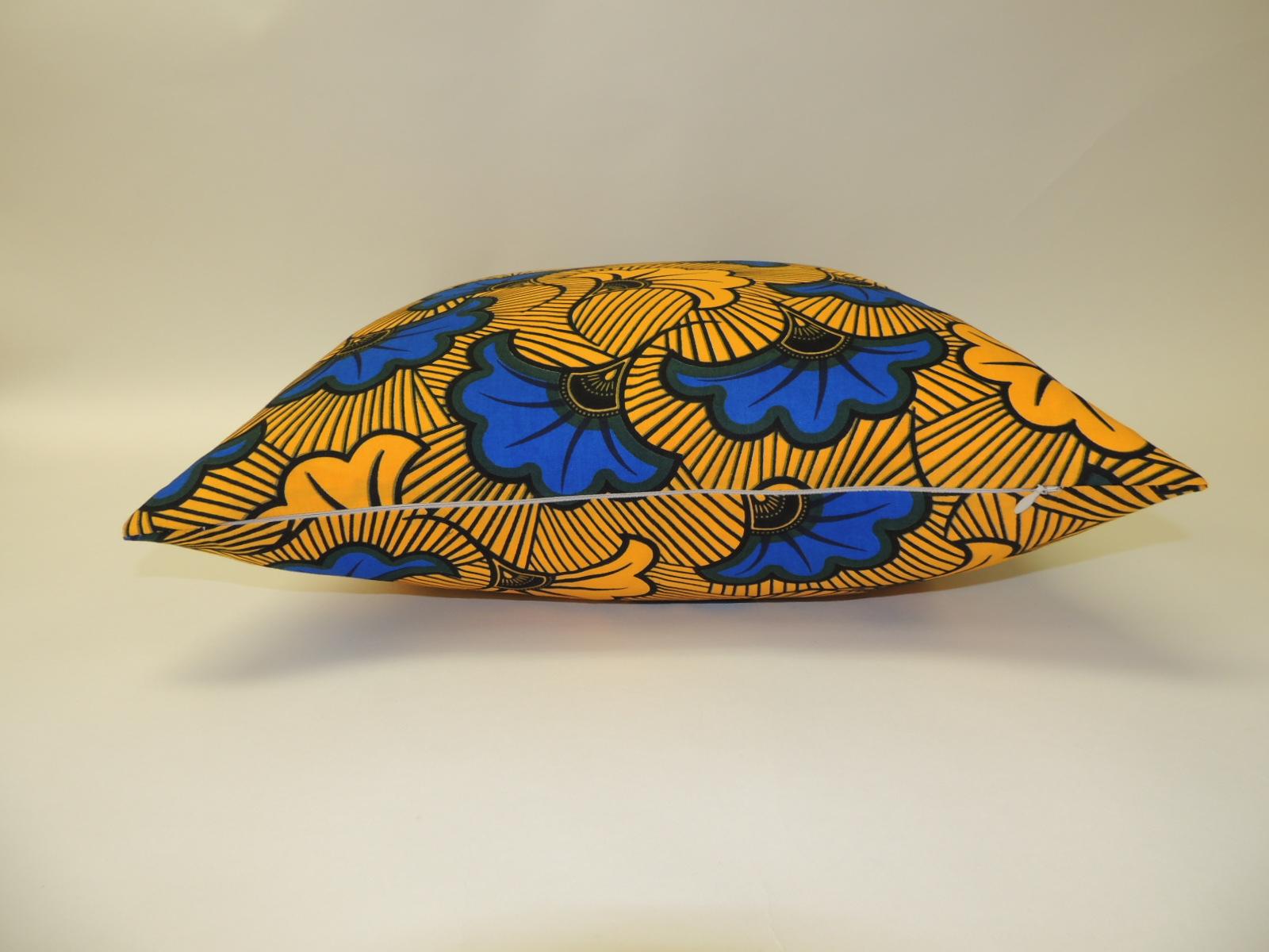 African Waxed Cotton Orange and Royal Blue 