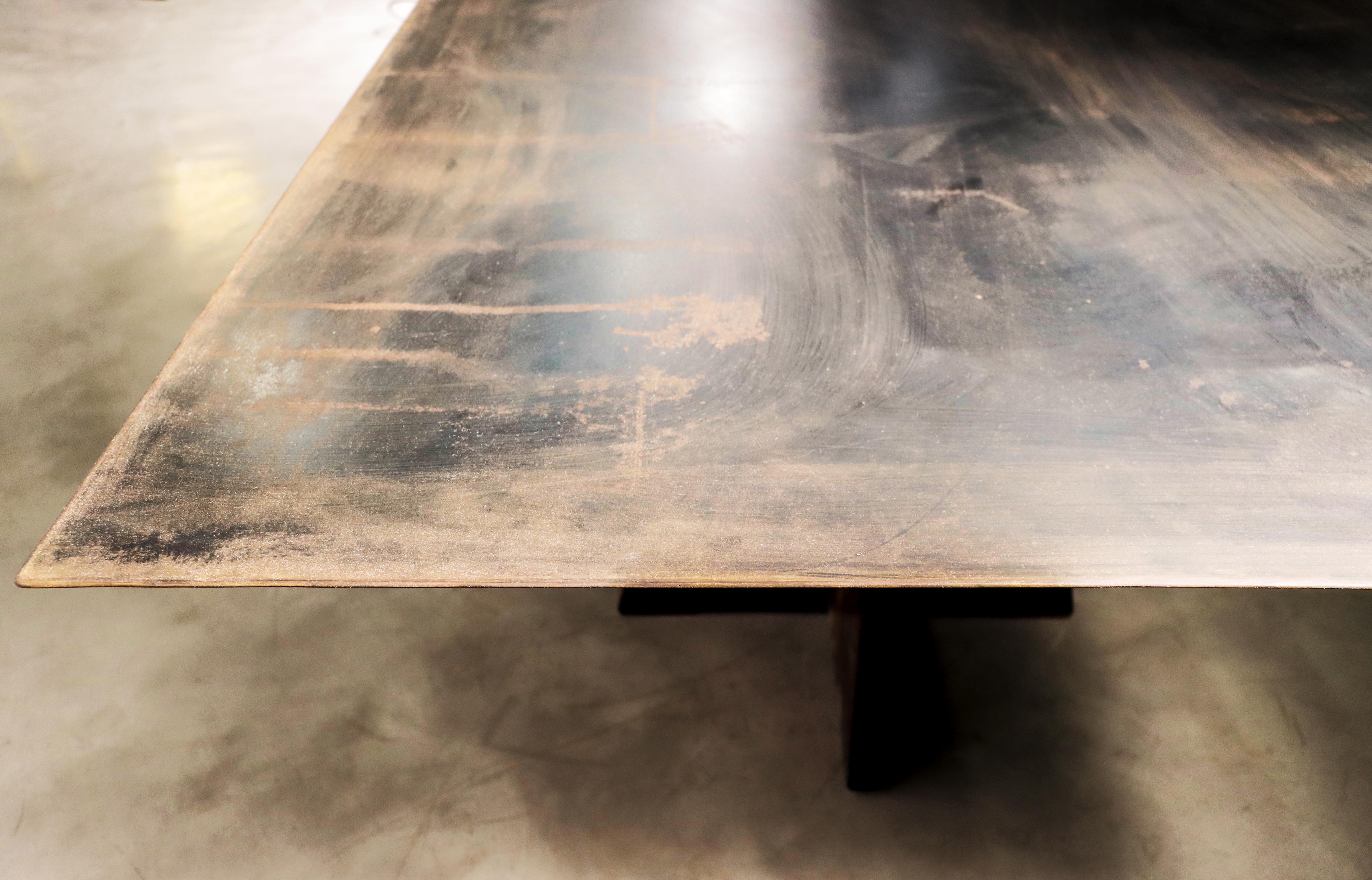 Waxed Iron and Exotic Wood Dining Table from Costantini, Fierro, in Stock For Sale 5
