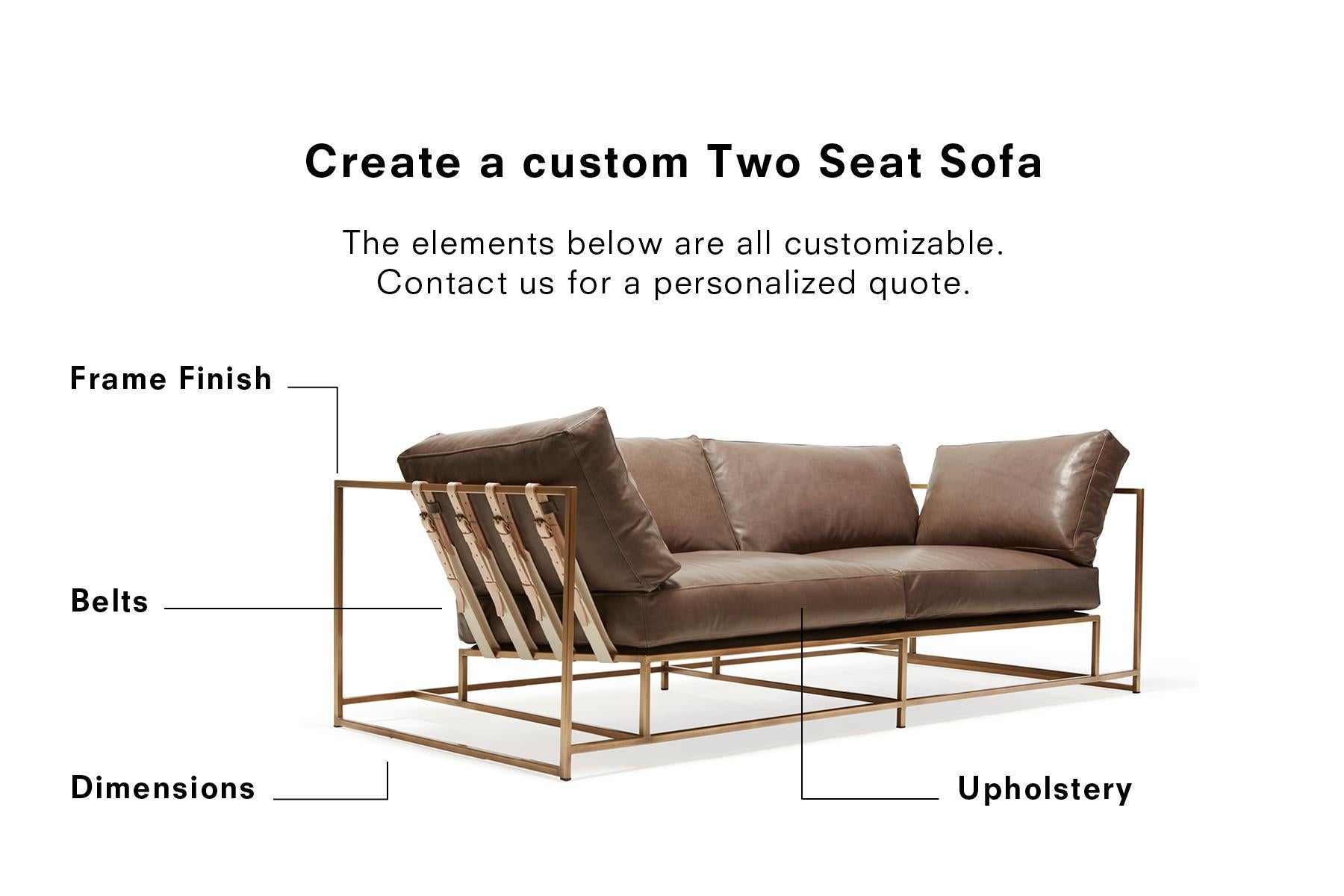 Zweisitziges Sofa aus gewachstem marineblauem Leder und marmoriertem rostfarbenem Leder (21. Jahrhundert und zeitgenössisch) im Angebot