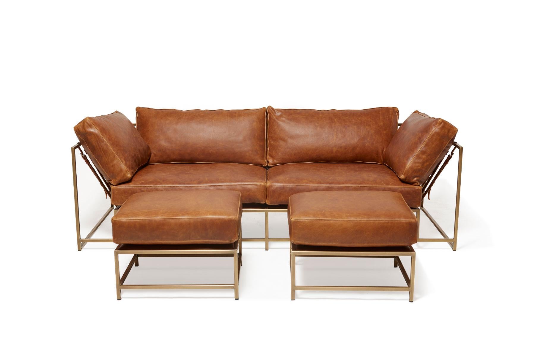 This set, featuring the two-seat sofa and two ottomans from Stephen Kenn's Inheritance collection, is ideal for apartments or smaller spaces requiring a smaller footprint.

This set is upholstered in a beautiful waxed tan leather from the Potomac