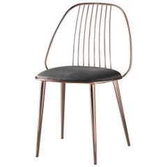 In Stock in Los Angeles, Waya Copper Finish Dining Chair and Black Econabuk Seat