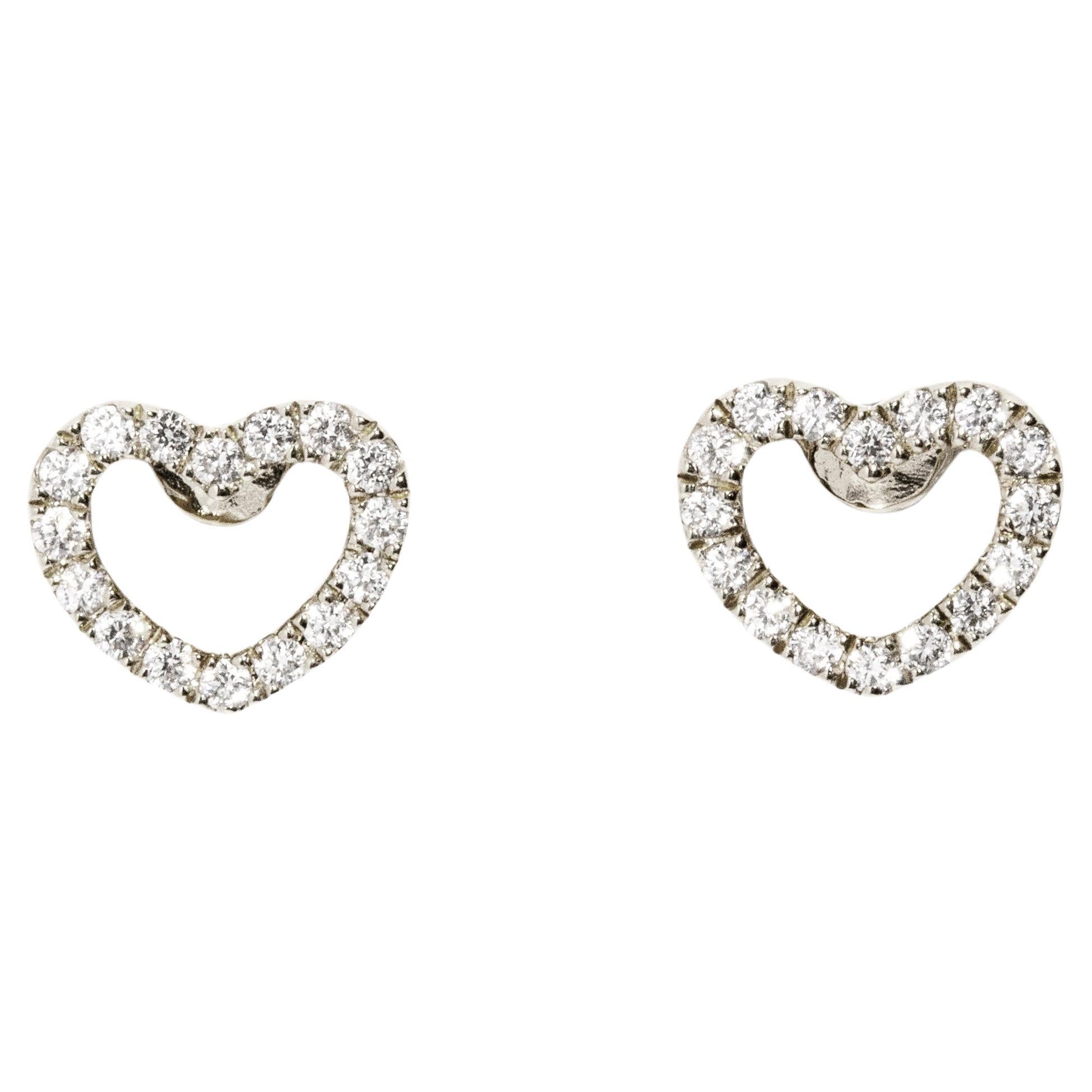 "Wayfarer Amor" Love Heart Diamond Stud Style Earrings 9 Carat White Gold