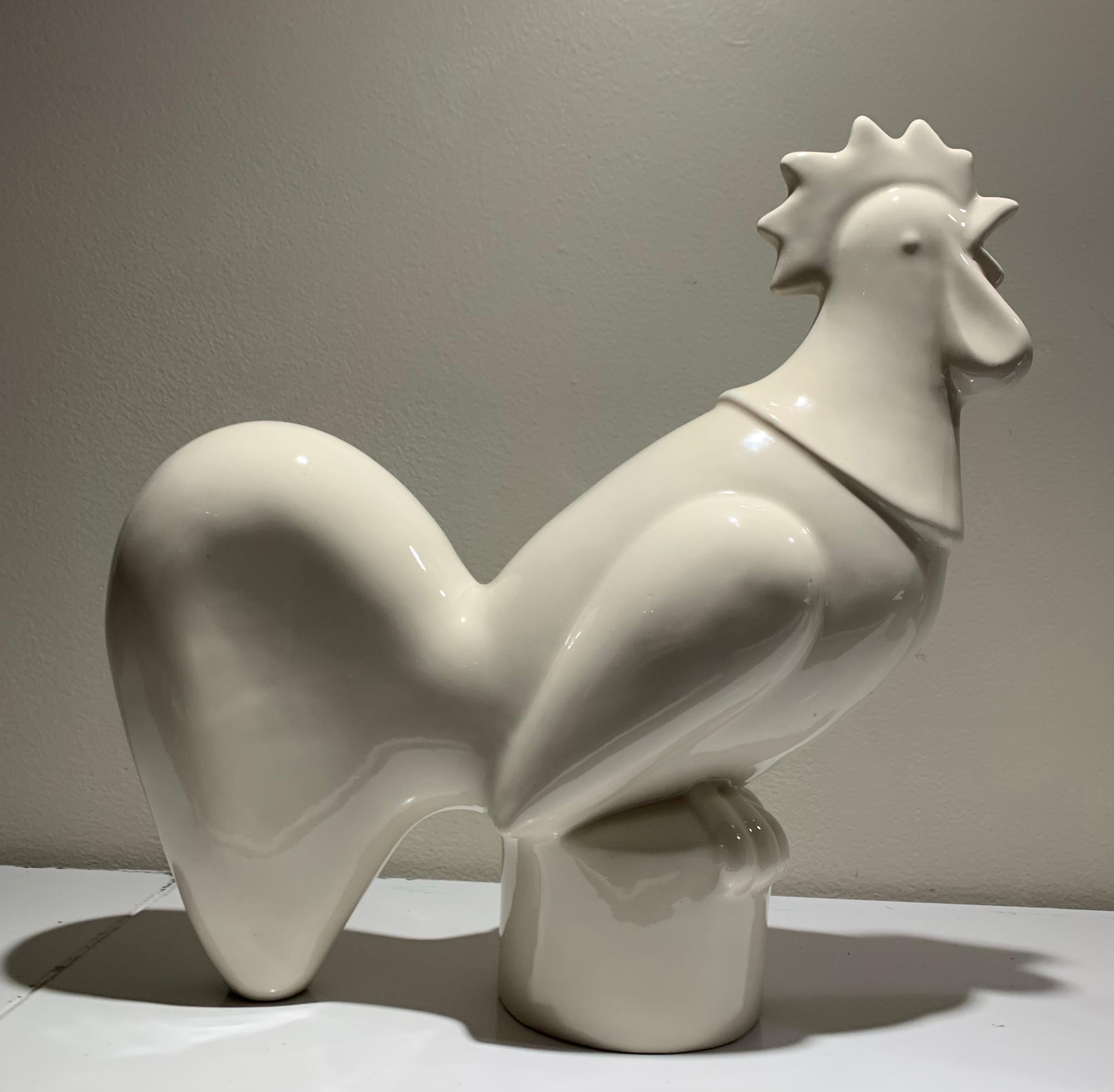 Art déco Sculpture de coq en céramique Art Déco Waylande Gregory, émaillée, années 1940, États-Unis en vente