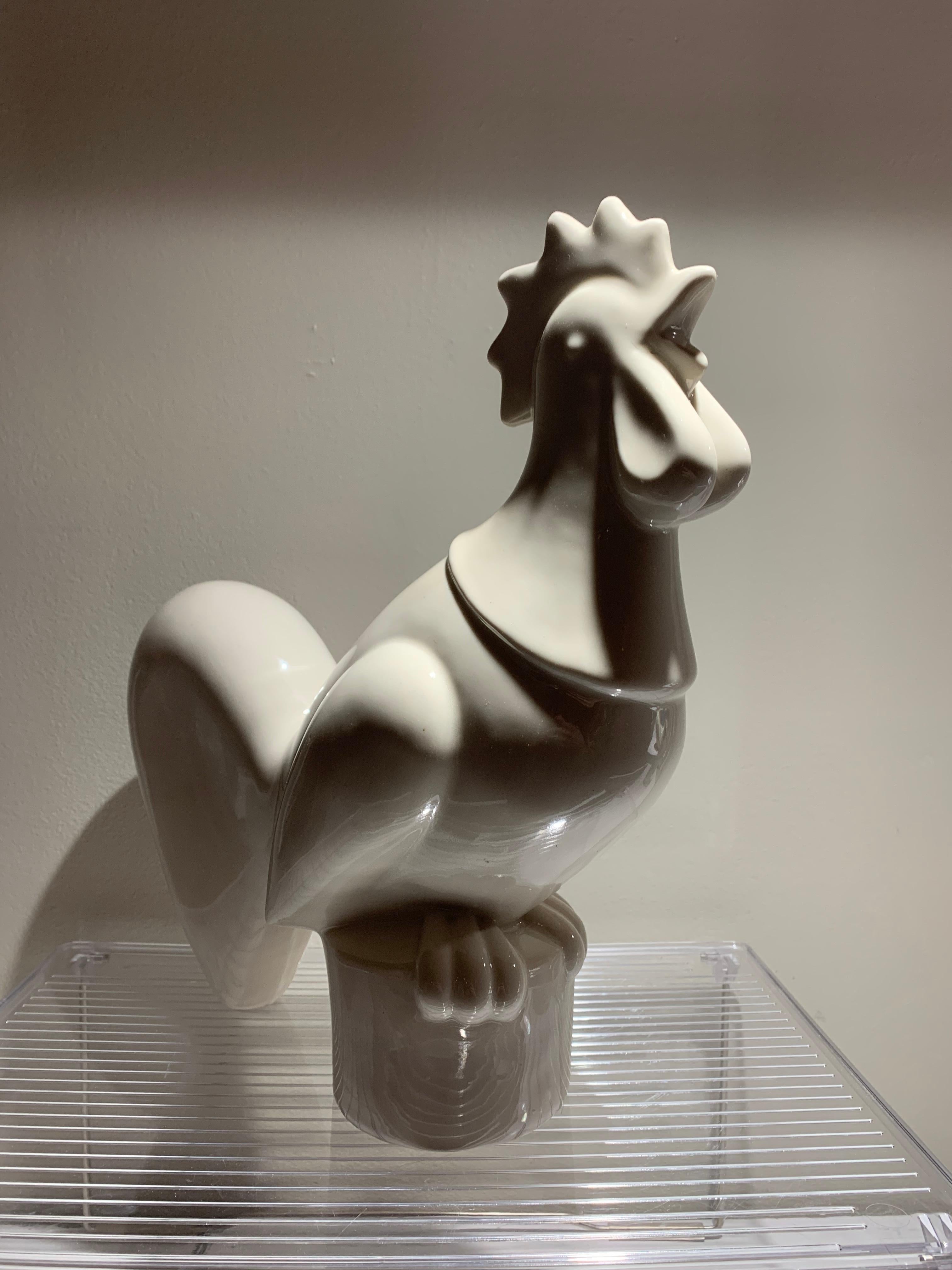 Sculpture de coq en céramique Art Déco Waylande Gregory, émaillée, années 1940, États-Unis Bon état - En vente à Brooklyn, NY