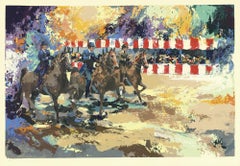Vintage 1981 Wayland Moore 'Circus Horse Show II' Contemporary Multicolor, Green, Blue, Bro