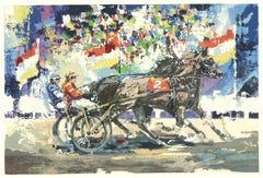 1982 Wayland Moore 'Horse and Buggy race' Multicolor Serigraph